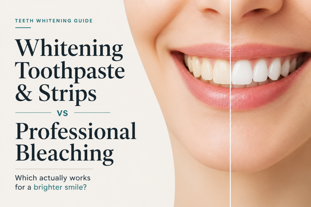 Whitening toothpaste and whitening strips vs professional bleaching